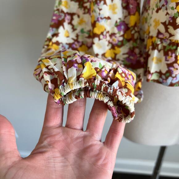 Sanctuary Drawn to You Blouse V-neck Long Sleeve Floral Cinch Small NWT - Picture 6 of 8